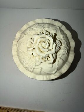 Vintage White Bisque Porcelain Footed Trinket Box